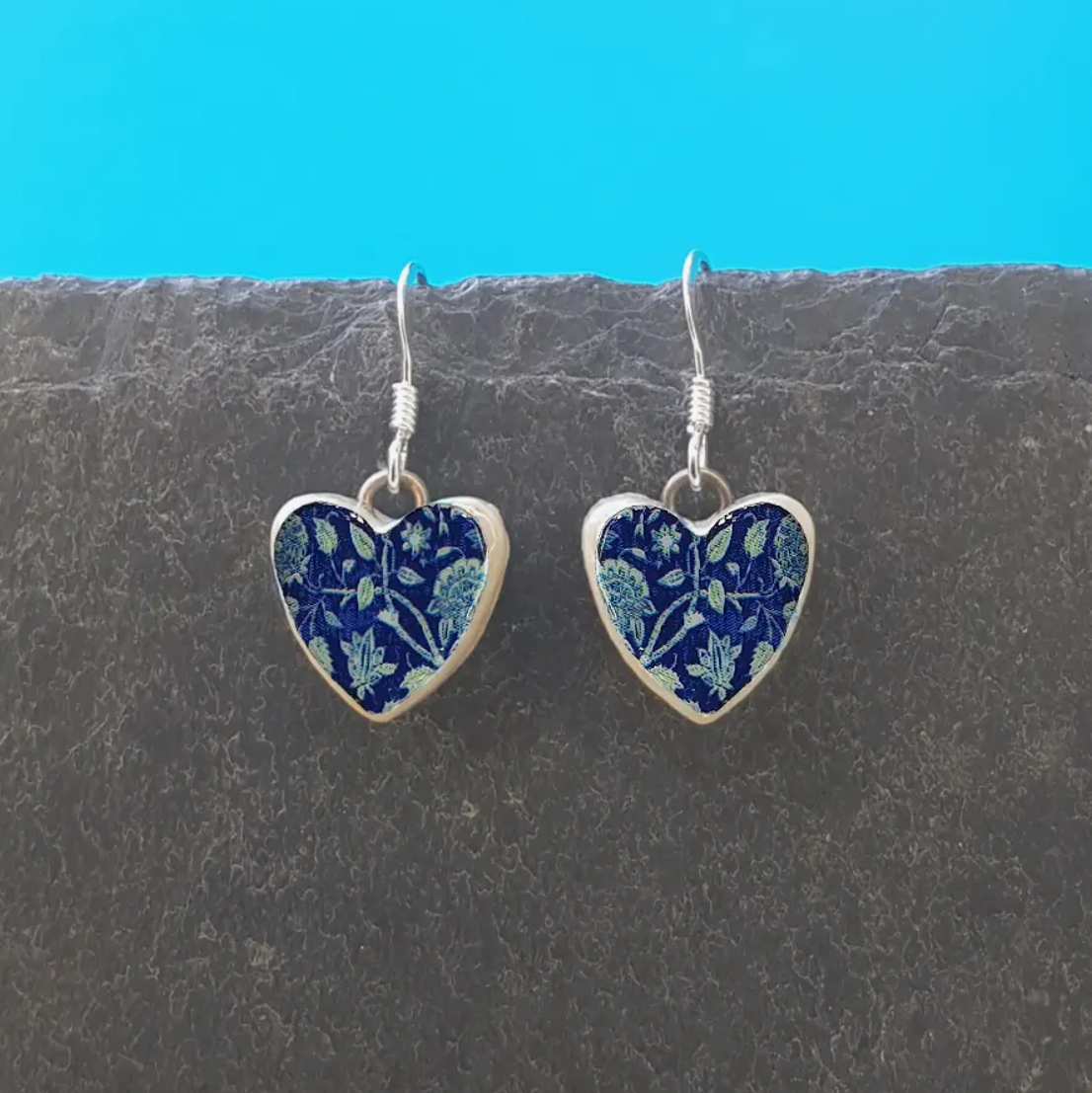 Blue floral earrings
