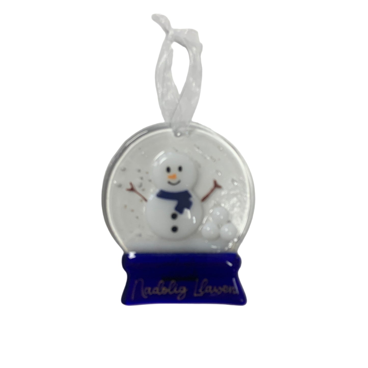 Blue nadolig llawen snowglobe