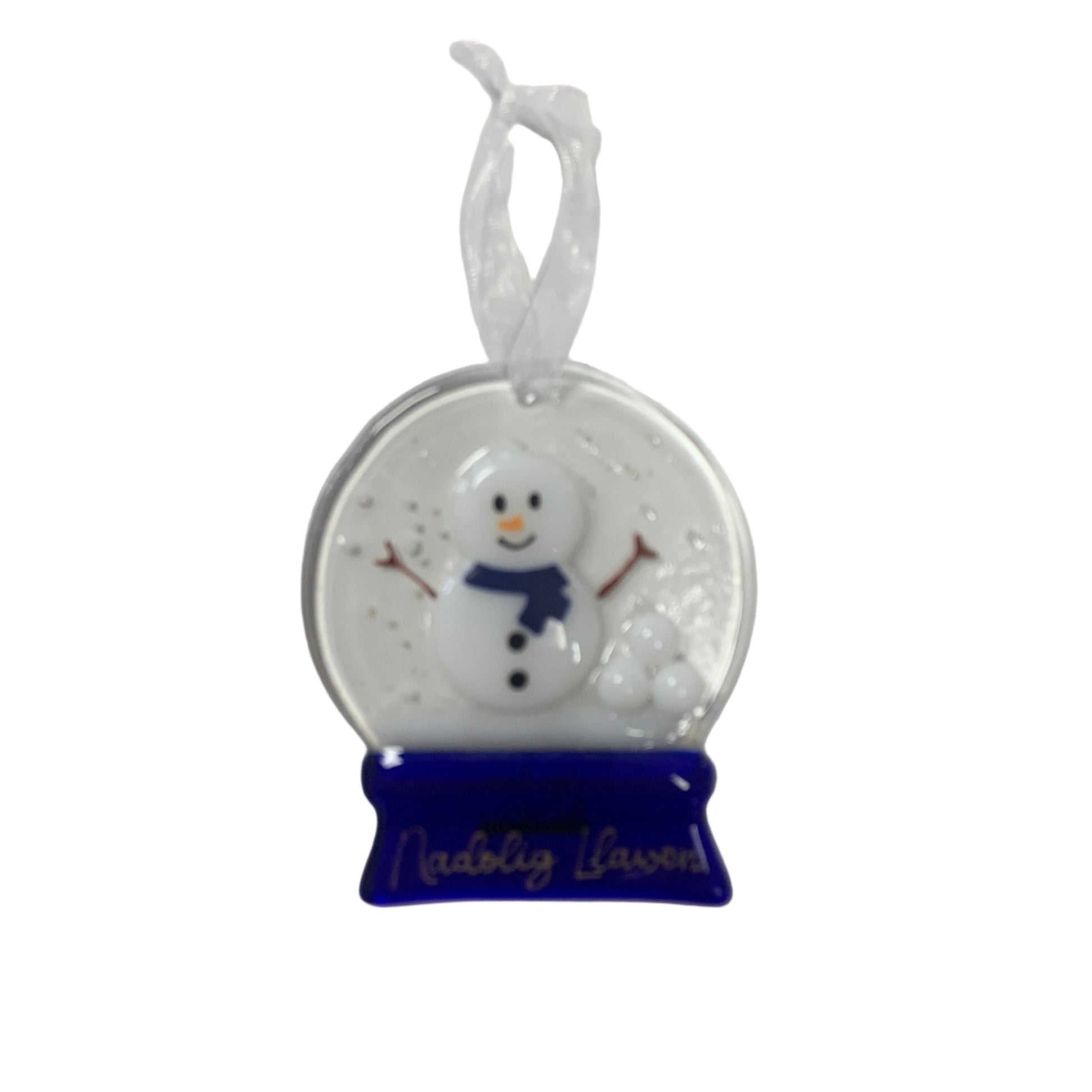 Blue nadolig llawen snowglobe