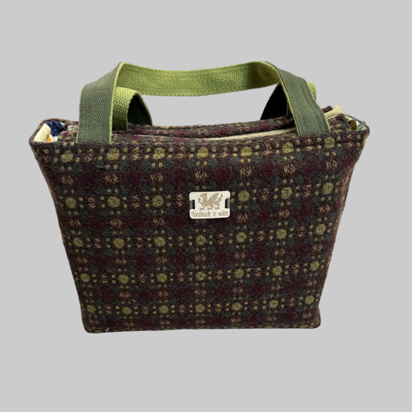 Brown Welsh tapestry Dyfi zip top bag