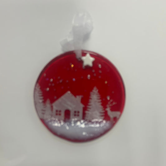 Cabin in woods Christmas decoration
