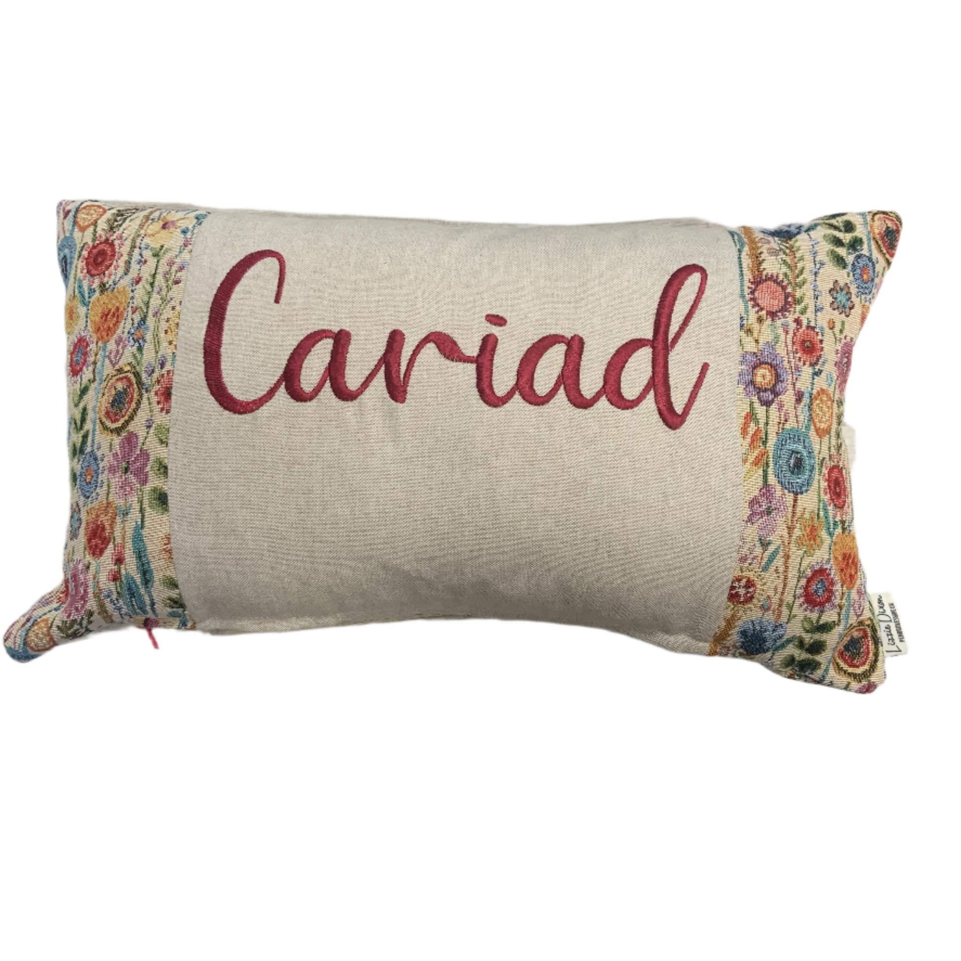 Cariad cushion - Wildflower tapestry design