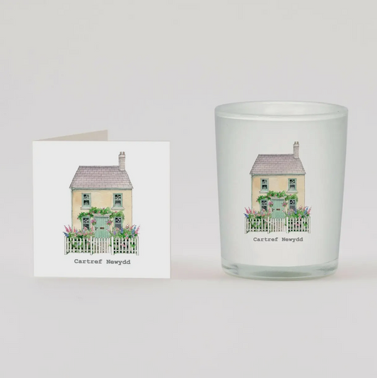 Cartref newydd candle and card