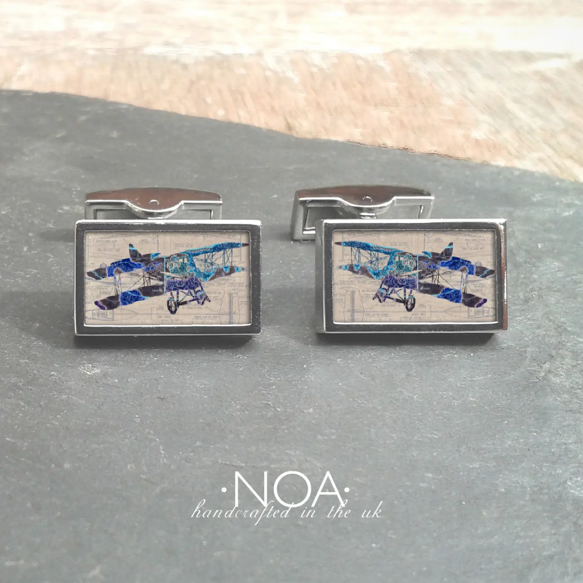 Ceramic inlay cufflinks Plane