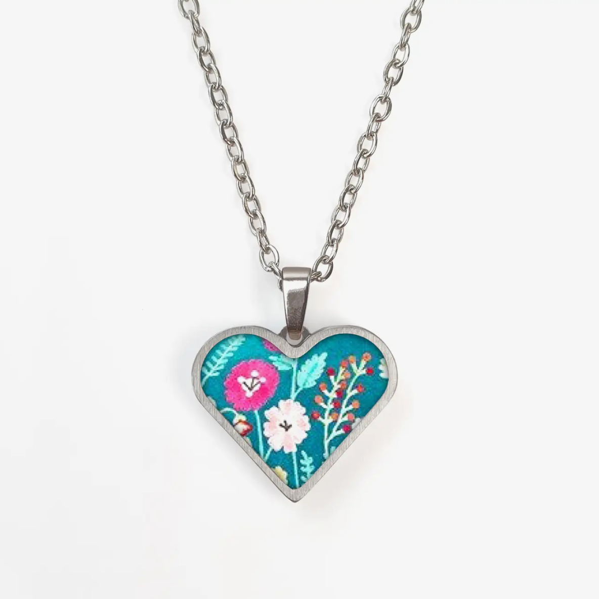 Ceramic turquoise floral pendant
