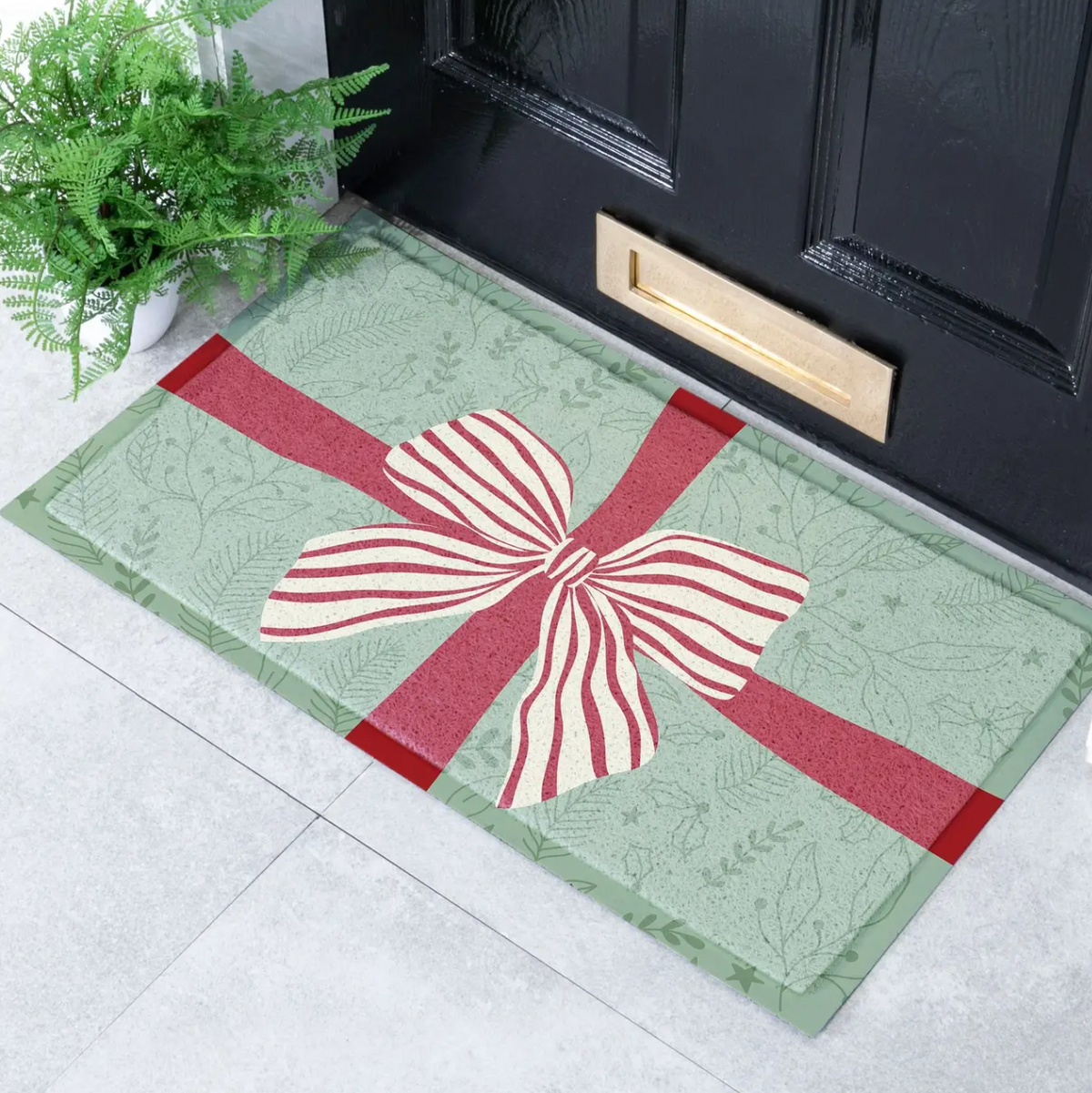 Christmas bow noodle door mat 