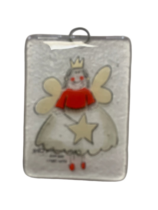 Christmas fairy glass plaque