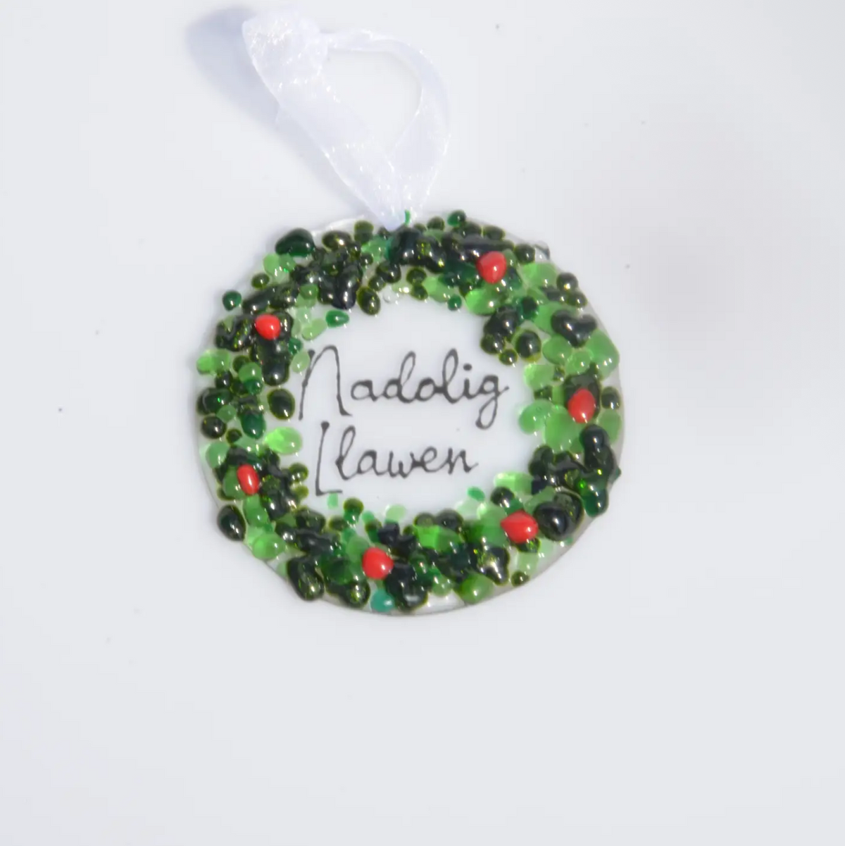 Christmas wreath glass decoration