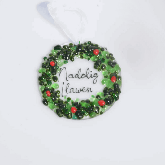 Christmas wreath glass decoration