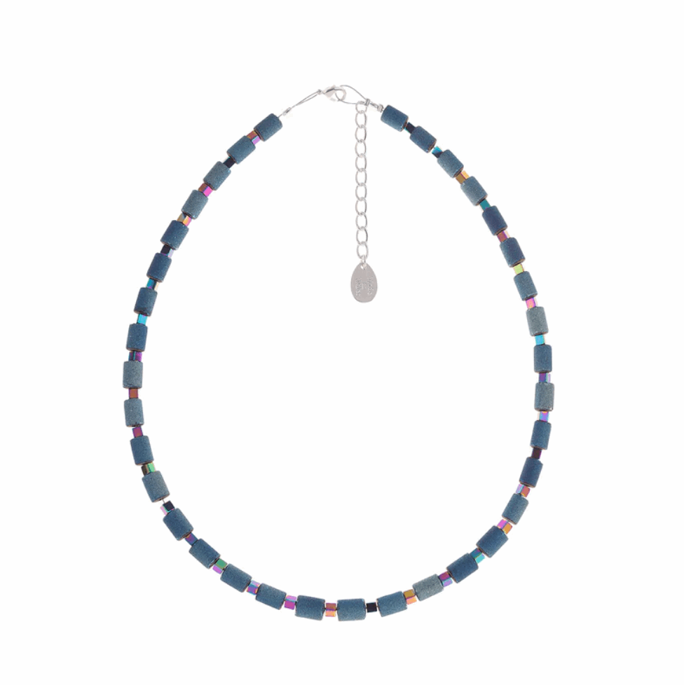 Cobalt lava glimmer necklace