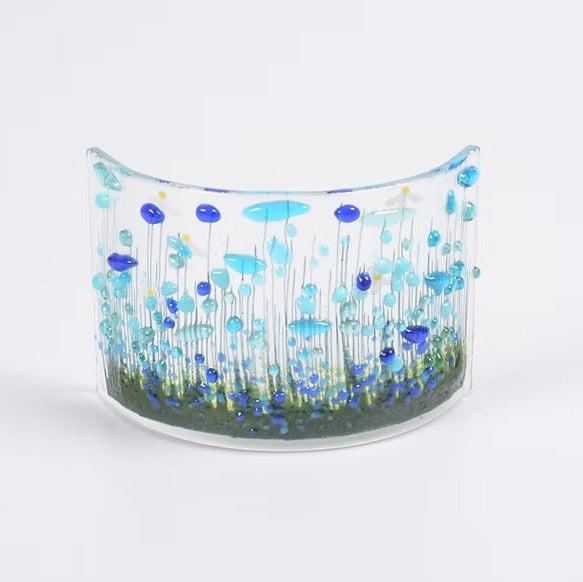 Cornflower fused glass curve