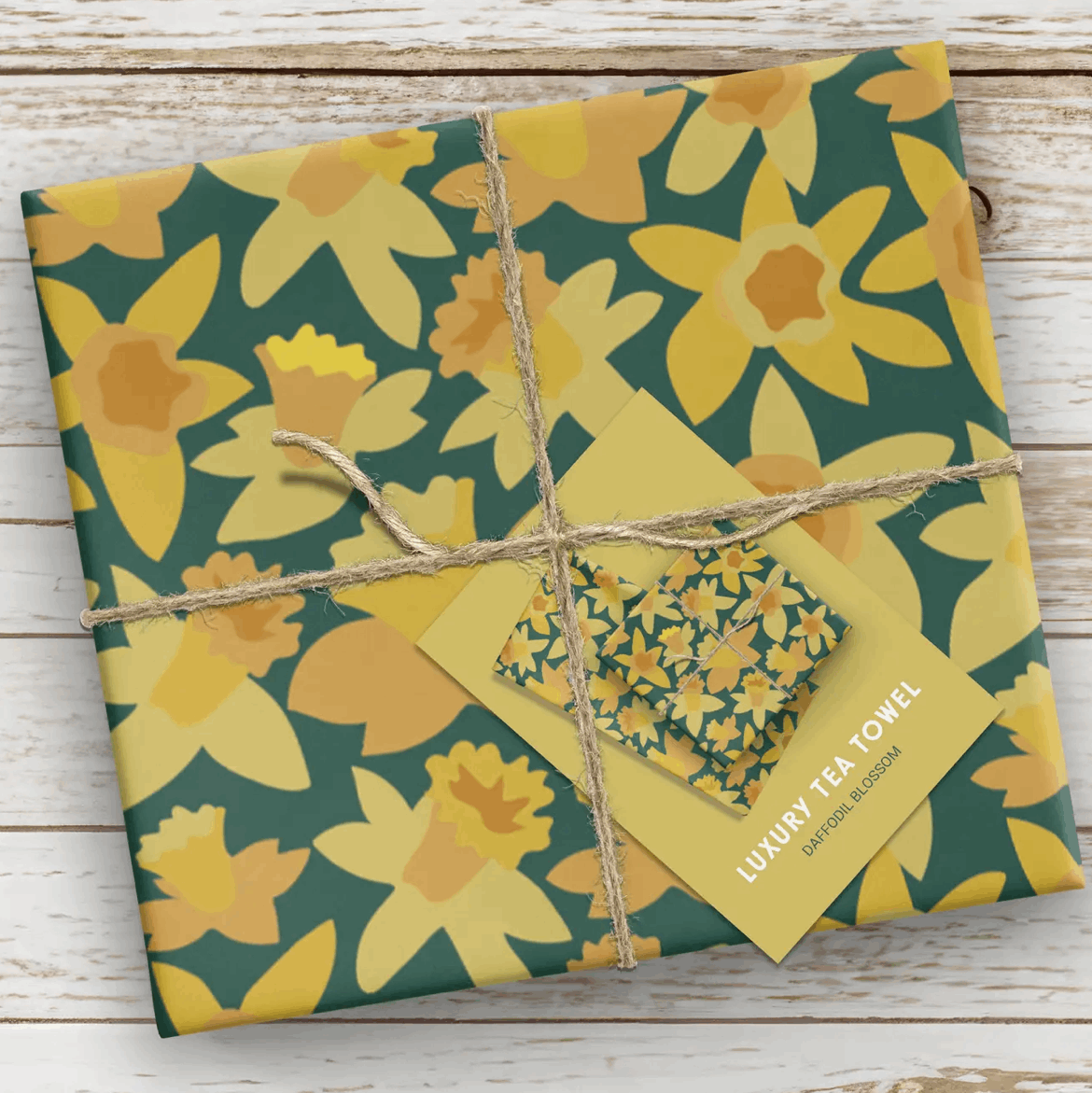 Daffodil bloom tea towel