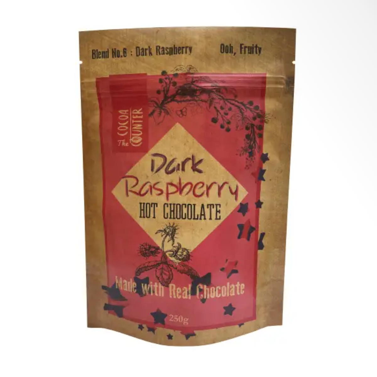 Dark raspberry hot chocolate flakes