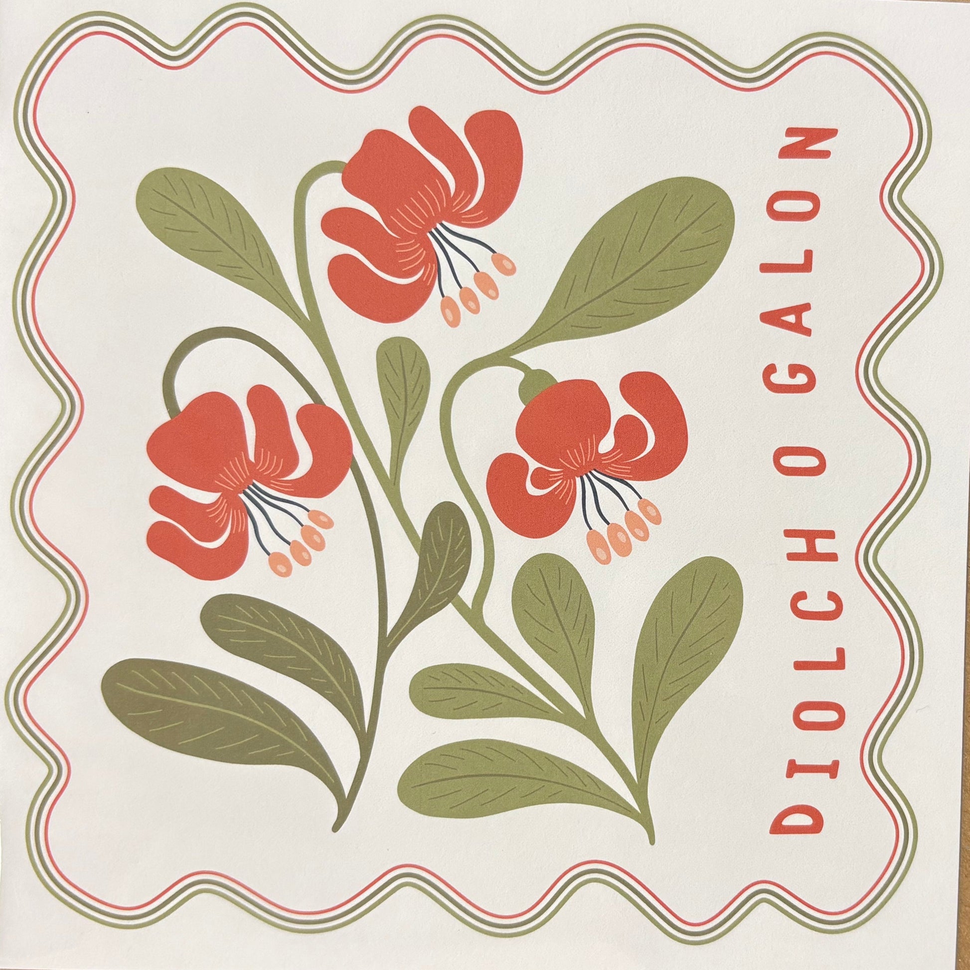 Diolch o galon card 