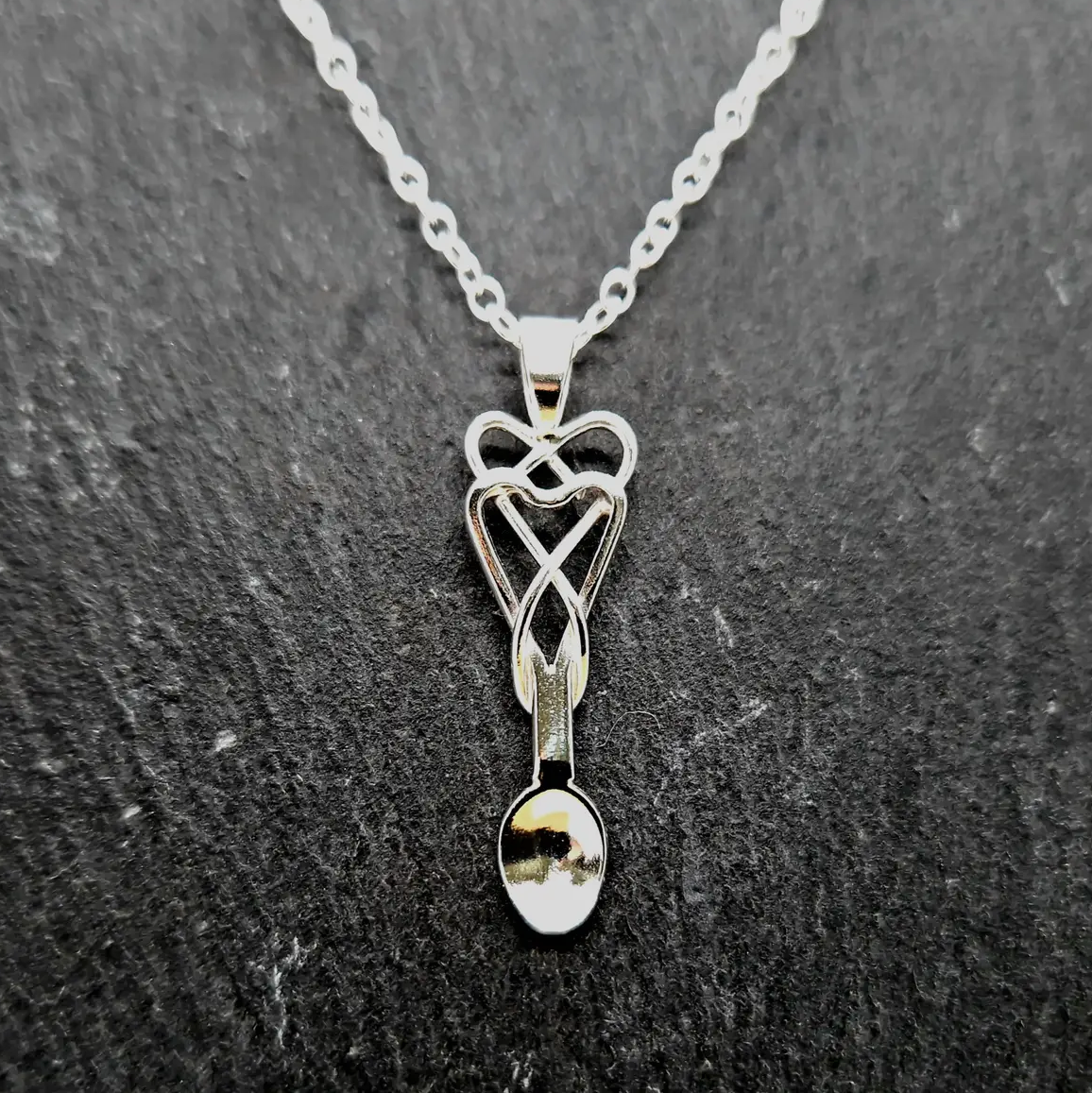 Double heart lovespoon necklace