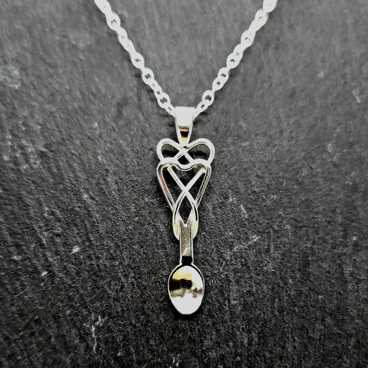Double heart lovespoon necklace