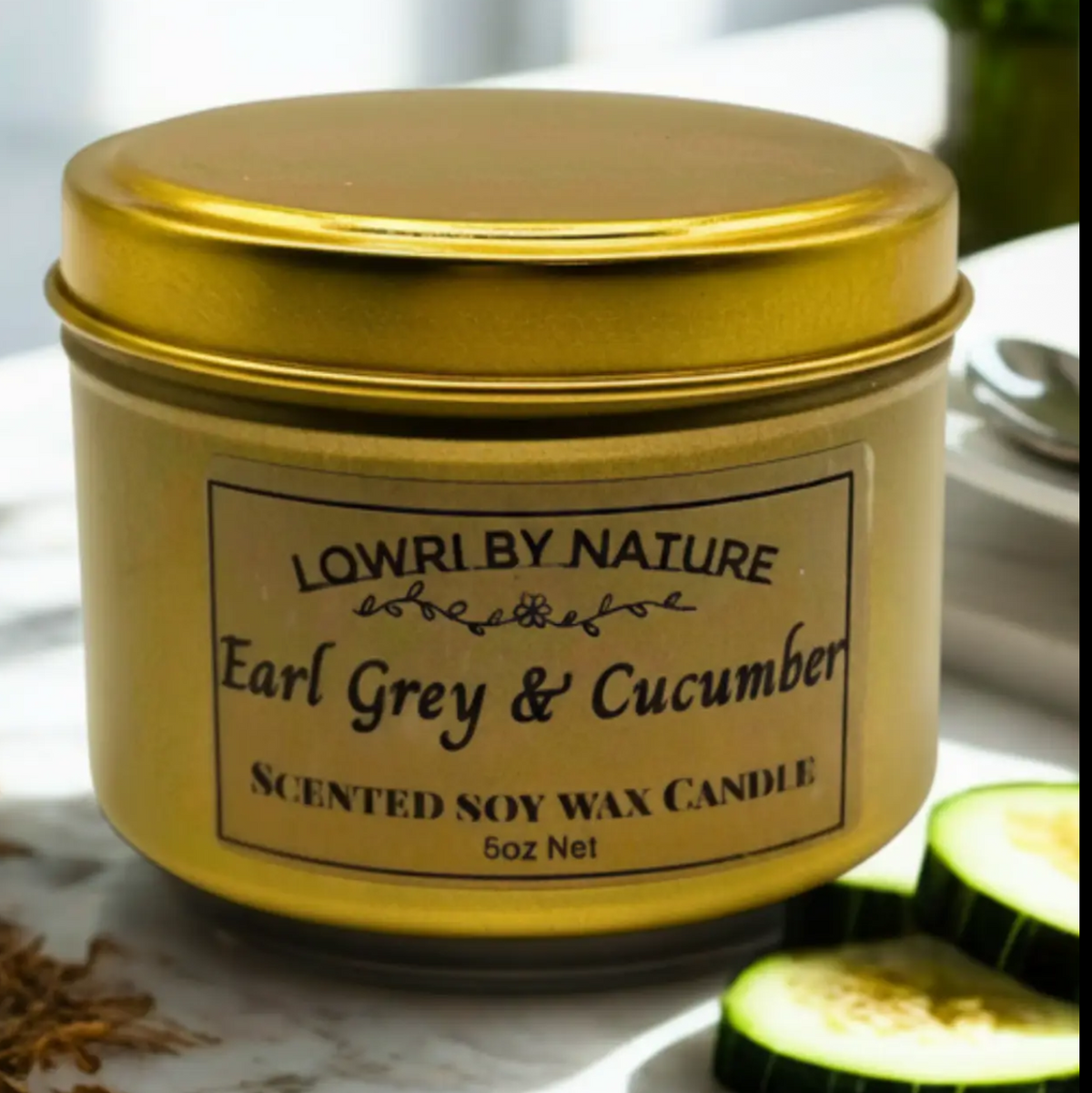 Earl grey and cucumber tin candle