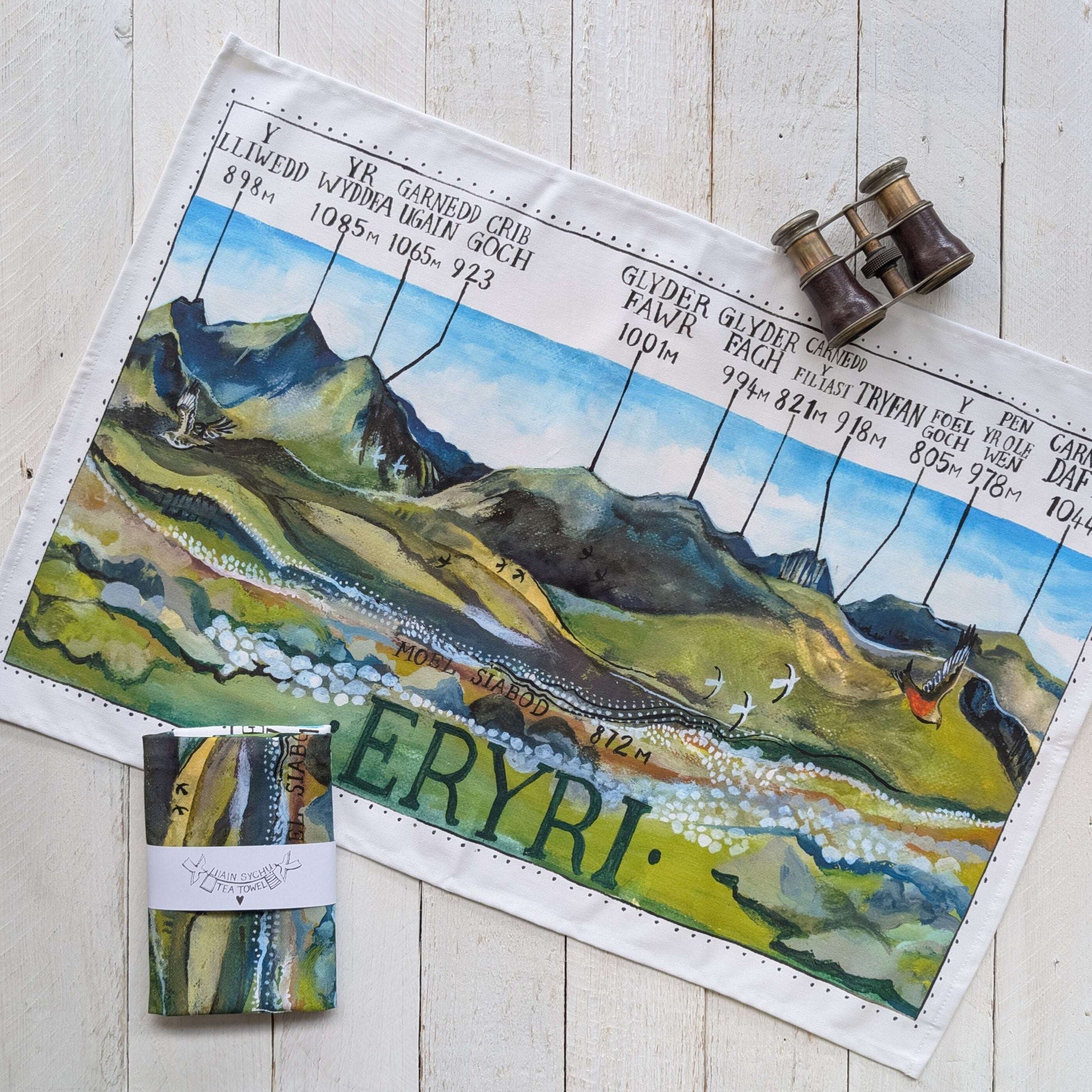 Eryri heights tea towel