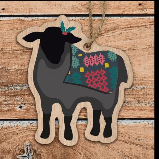 Festive Welsh sheep hanging decoration