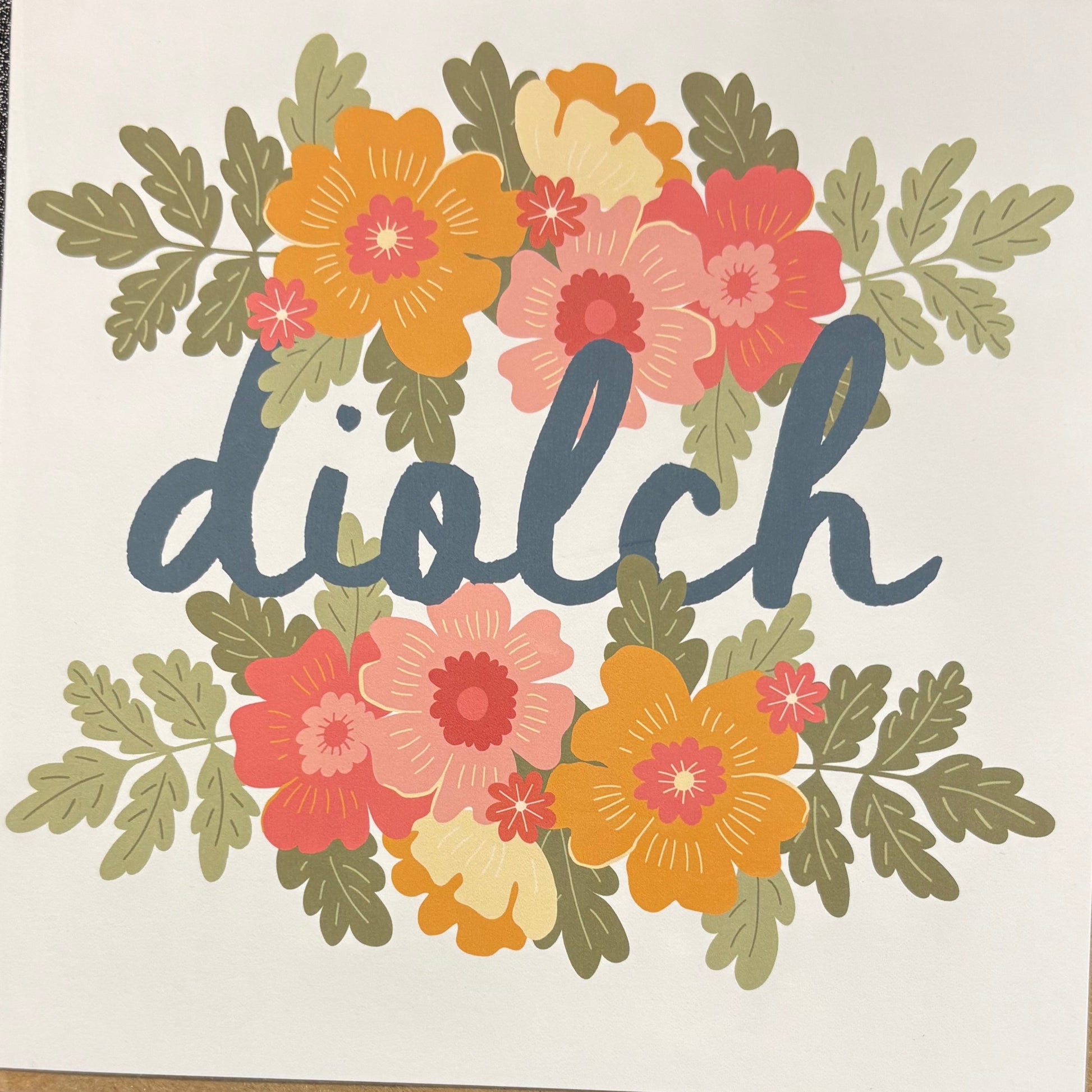 Floral diolch card 