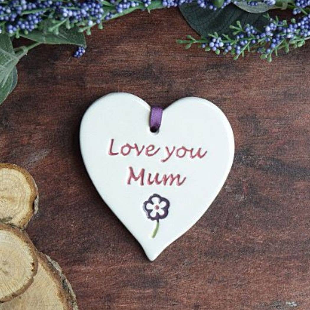 For her - Love you Mum - Handmade ceramic heart|Gifts of Wales 