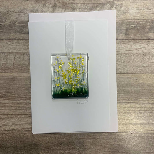 Fused glass daisy card
