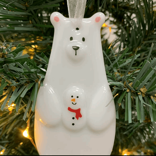 Fused glass decoration - Polar bear with snowman