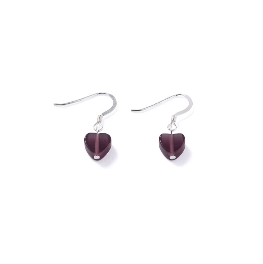 Glass heart earrings