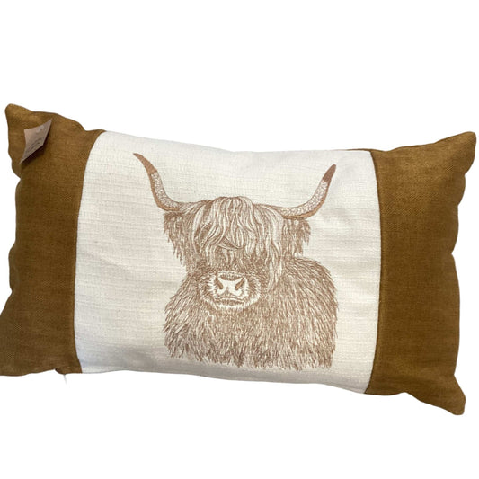 Gold highland cow cushion 