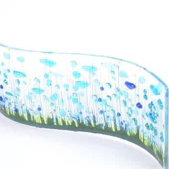 Handmade Fused Glass -  Cornflower Wave|Gifts of Wales 