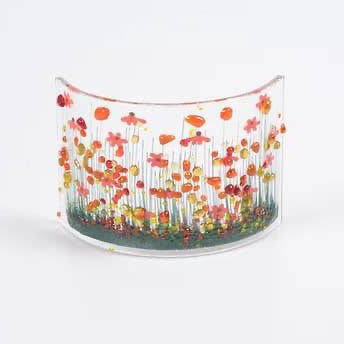 Handmade Fused Glass - Gerbera Curve|Gifts of Wales