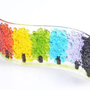 Handmade Fused Glass - Rainbow Wave - Gifts of Wales