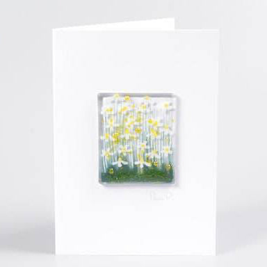 Handmade Fused Glass Greeting Card -  Daisy Card - Gifts of Wales