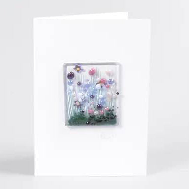 Handmade Fused Glass Greeting Card -  Violet Card|Gifts of Wales 