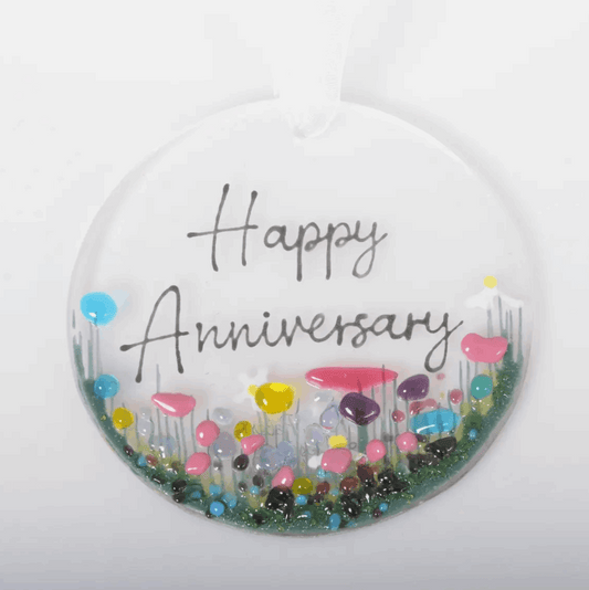 Happy anniversary glass decoration