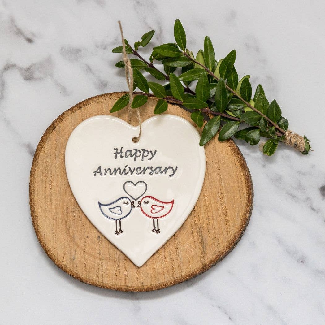 Happy Anniversary - Handmade ceramic heart|Gifts of Wales 