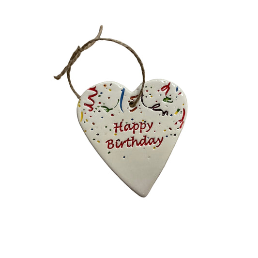 Happy birthday ceramic heart