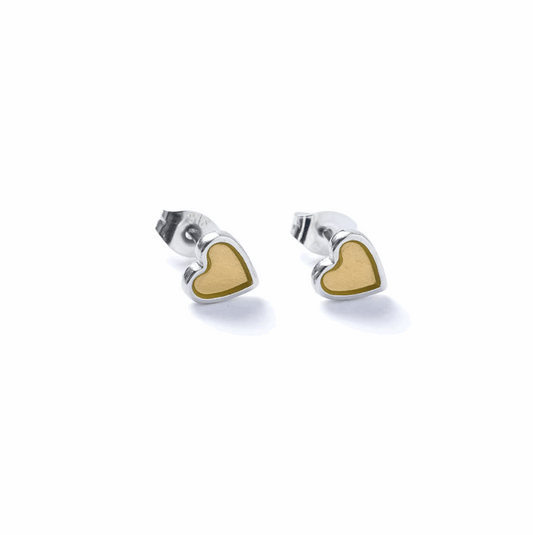 Honey silver heart studs