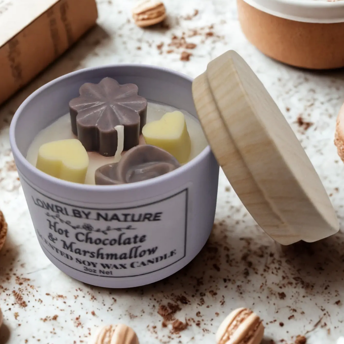 Hot chocolate and marshmallow  tin candle