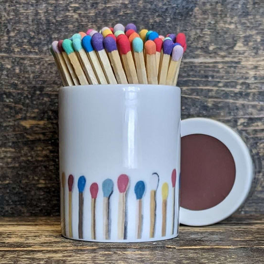 Colourful match pot