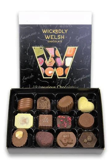 Wickedly Welsh 12 handmade chocolate gift box - Gifts of Wales