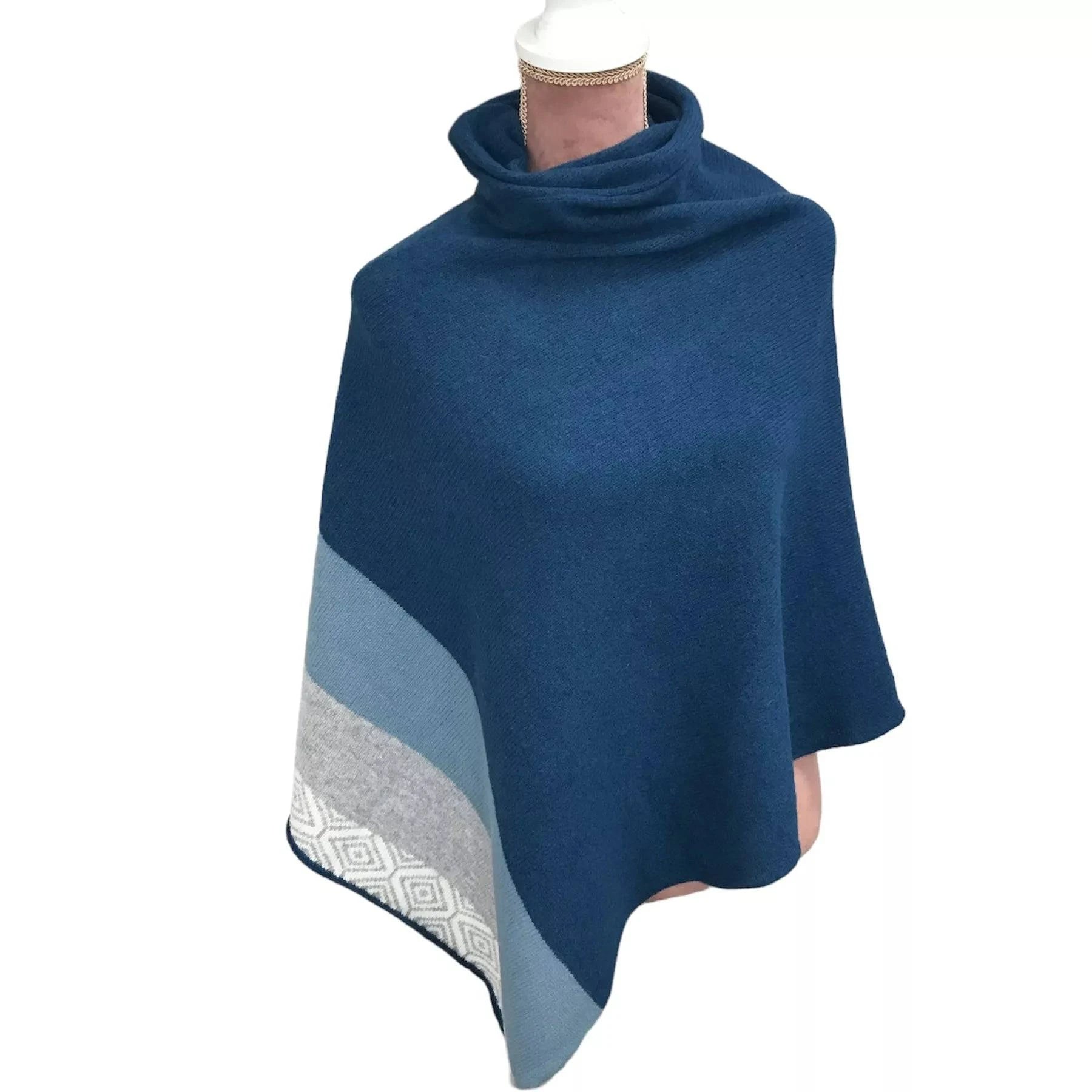 Diesel stripe poncho with cowl neck - Gifts of Wales