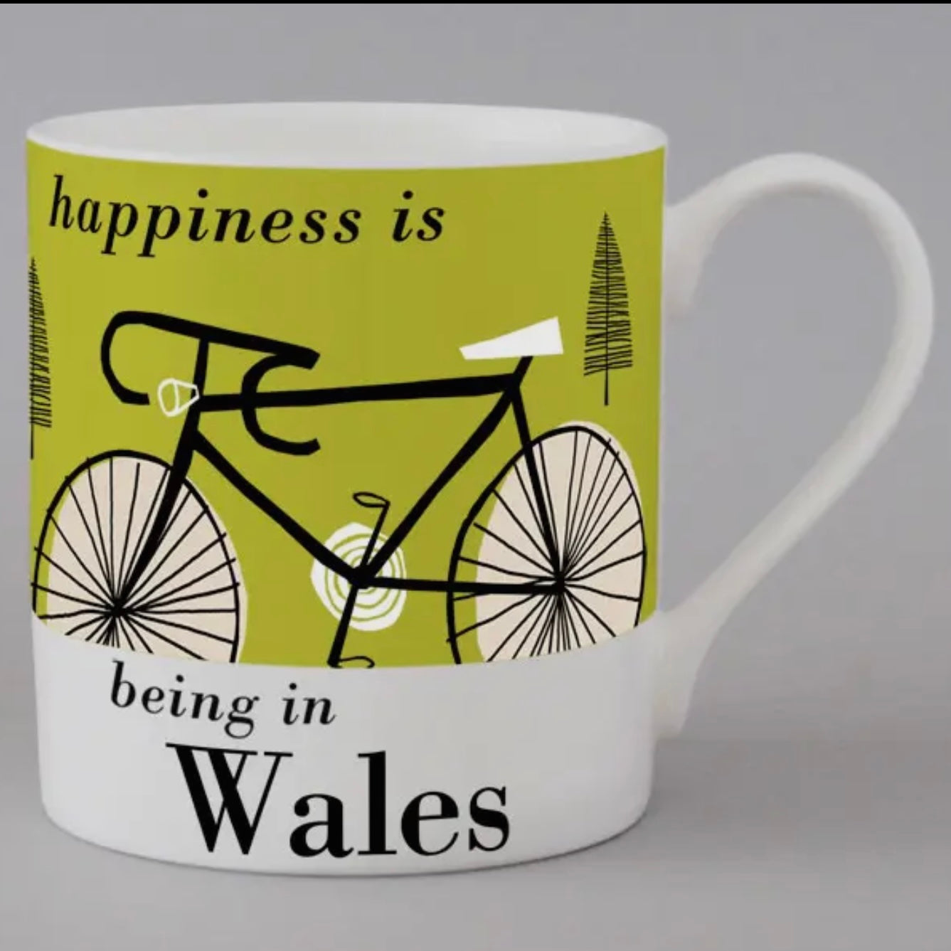 Green bicycle mug - Happiness is being in Wales