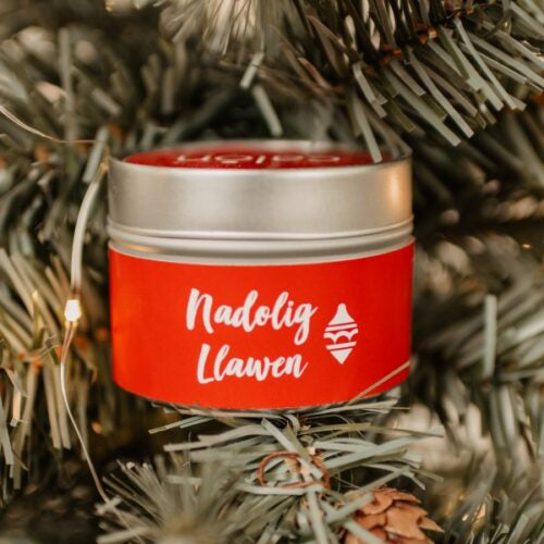 Nadolig Llawen bilingual mini tin candle