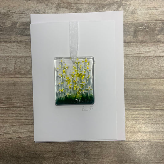 Daisy fused glass decoration card