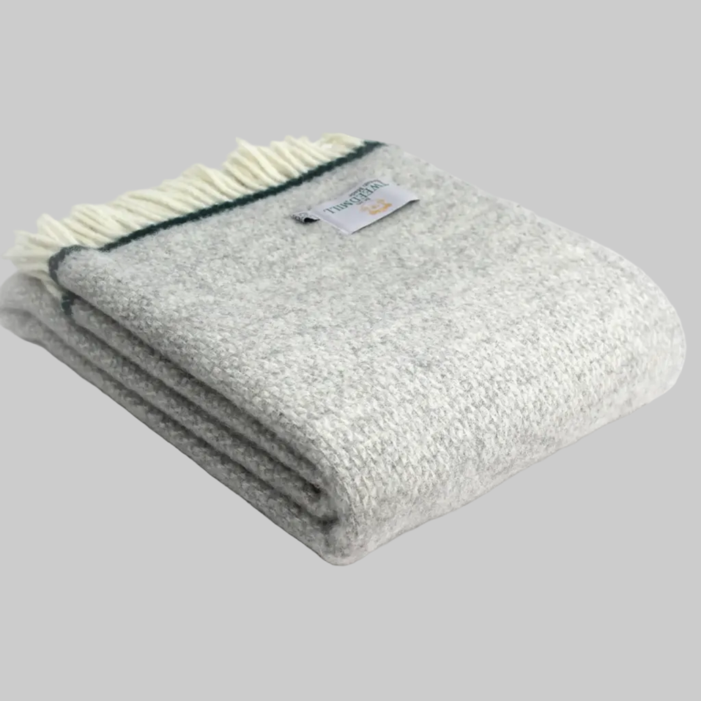 Illusion grey throw with green stripe