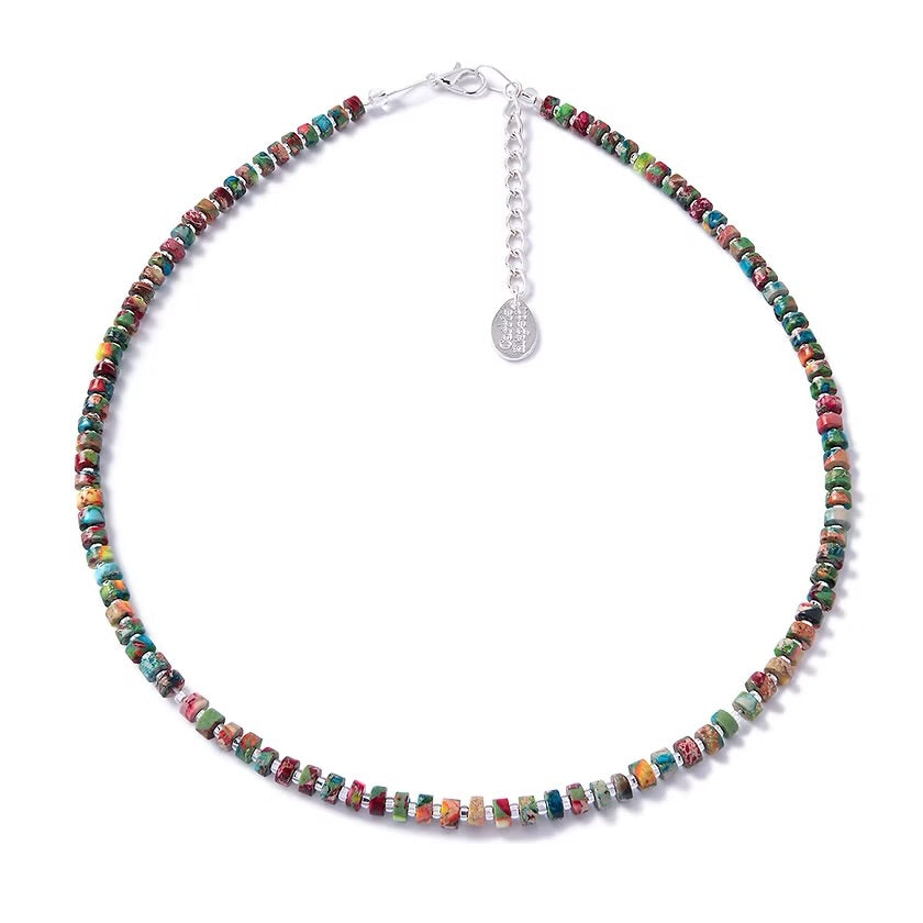 Imperial jasper fully beaded necklace