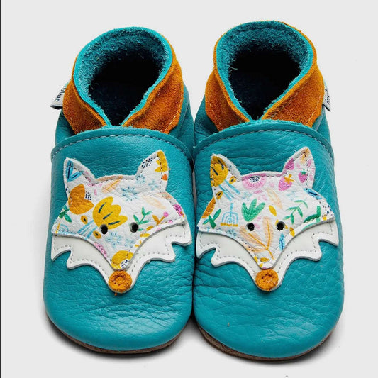 Inch Blue turquoise Mr fox baby shoes| Gifts of Wales