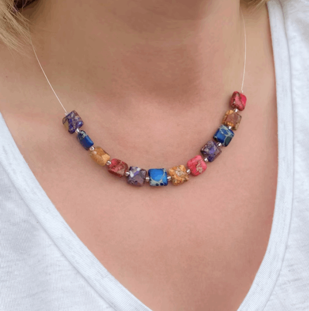 Jasper pillows link necklace