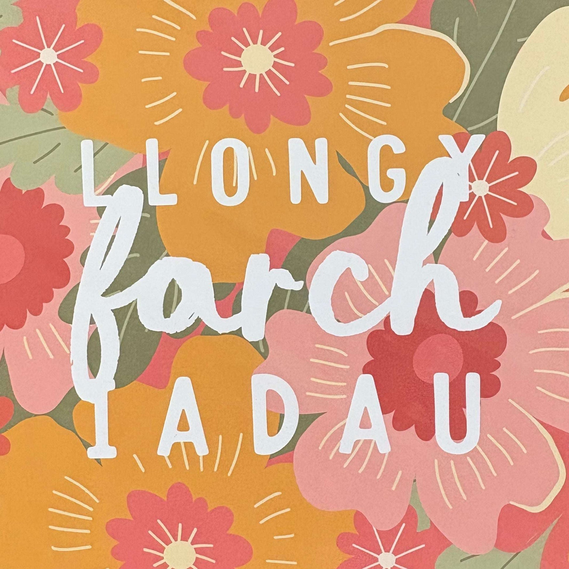 Llongyfarchiadau bright floral card